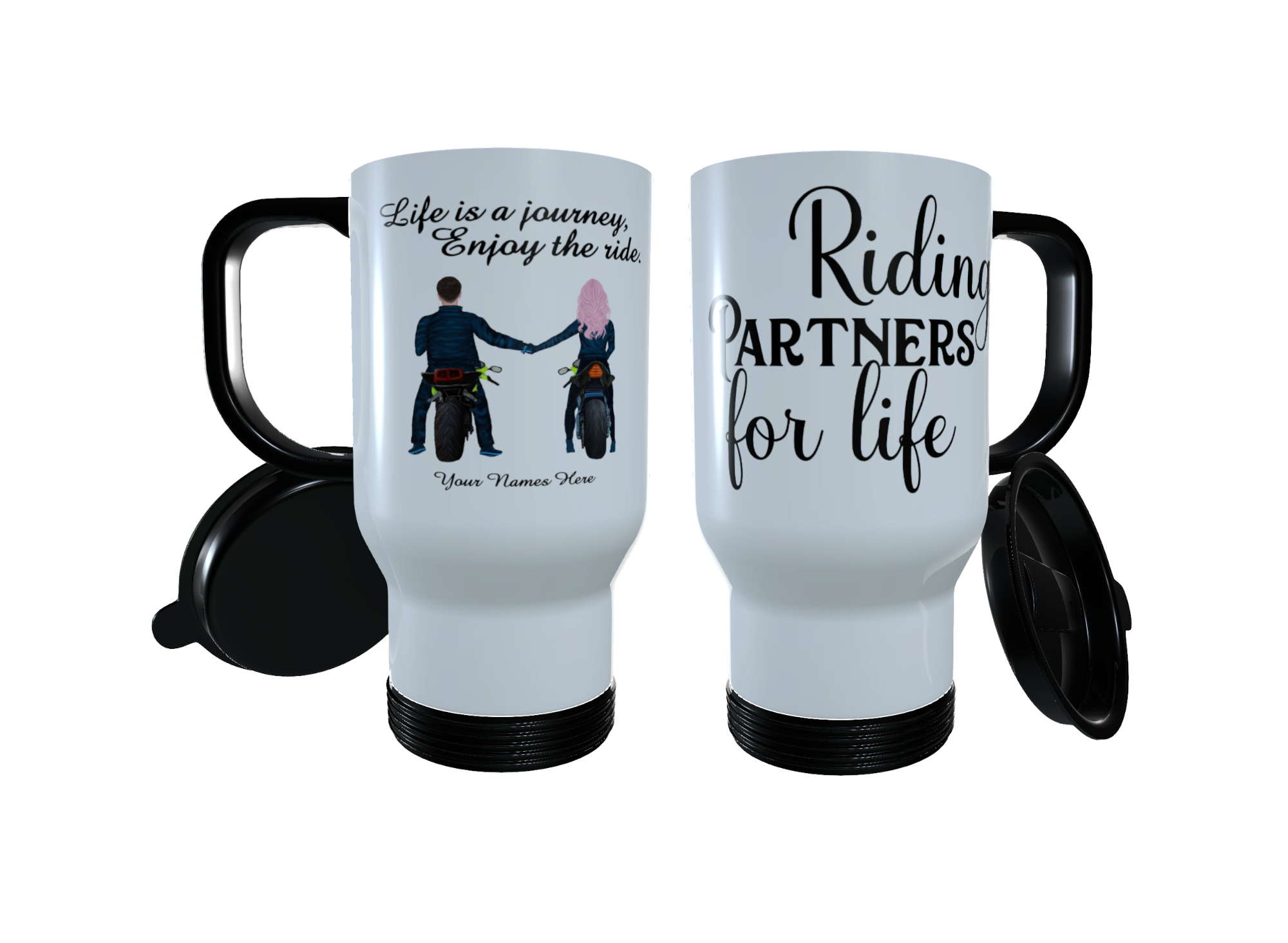 Couples Motorbike Travel Mug , Custom Motorbike Thermos Mug